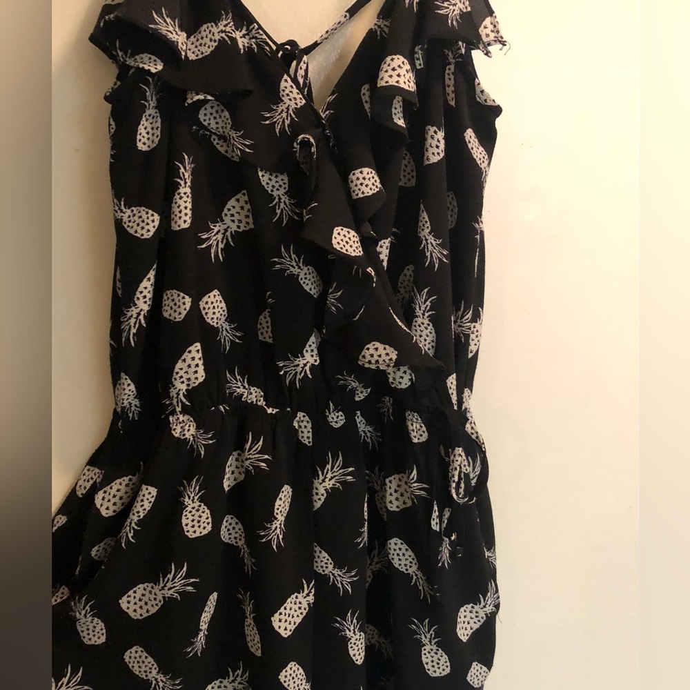Pineapple shorts romper with pockets